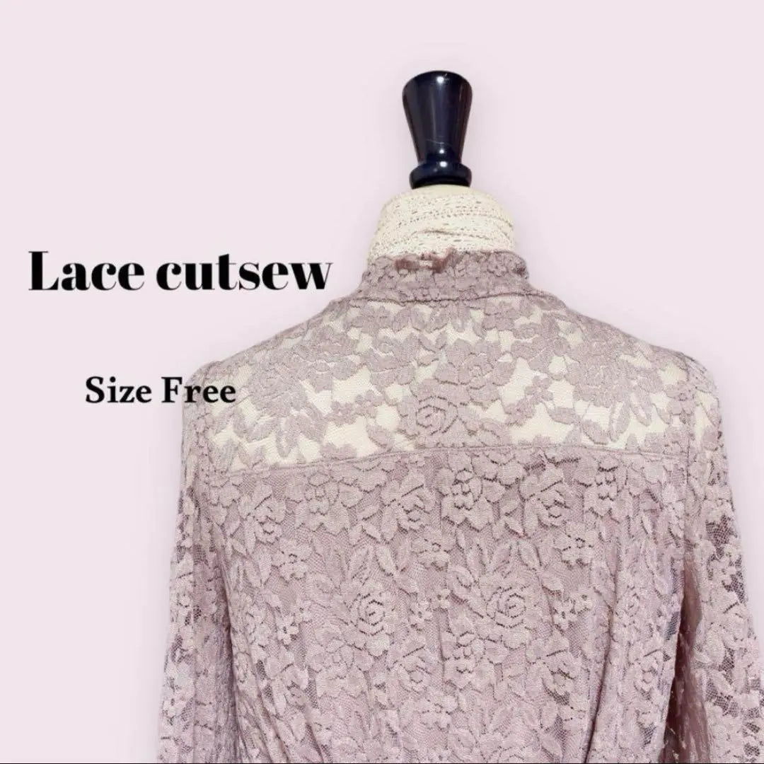 Total lace cut -and -sew pink free mass production type girly office clean | 総レースカットソー　ピンク　Free　量産型　ガーリー　オフィス　きれいめ