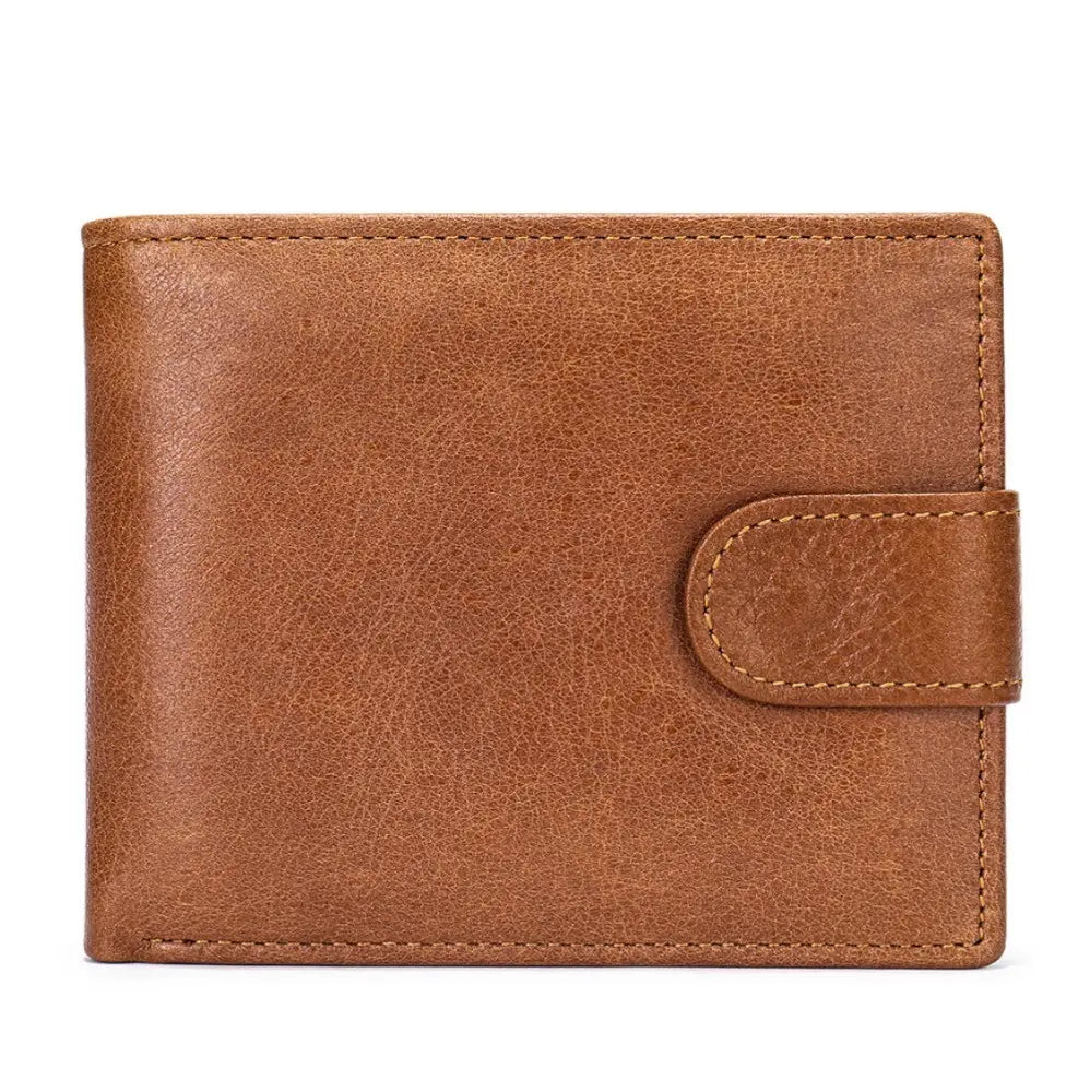 Men's Bifold Open Wallet Brown Coin ID Plain Fashion Mini Wallet