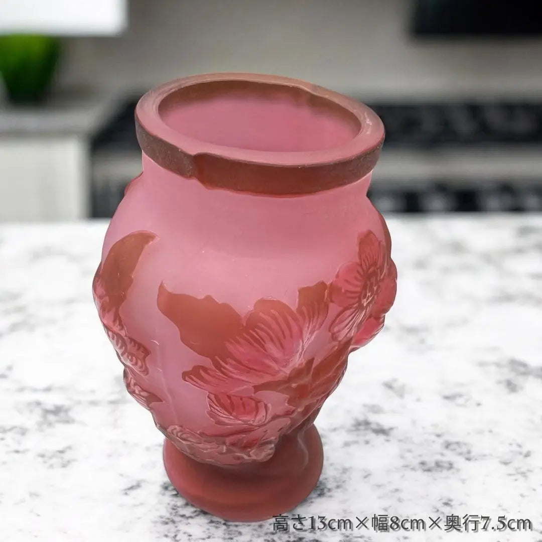 [With certificate] Emile Galle vase height 19cm width 8cm Cameo -carving souffle technique | 【証明書付】エミールガレ 花瓶 高さ19cm 幅8cm カメオ彫り スフレ技法