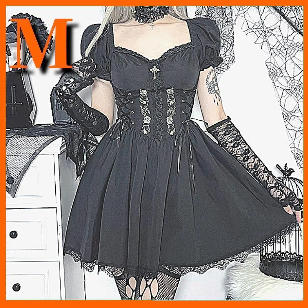 Disfraz de diablo pequeño para cosplay, vestido gótico lolita, estilo punk gótico con cordones