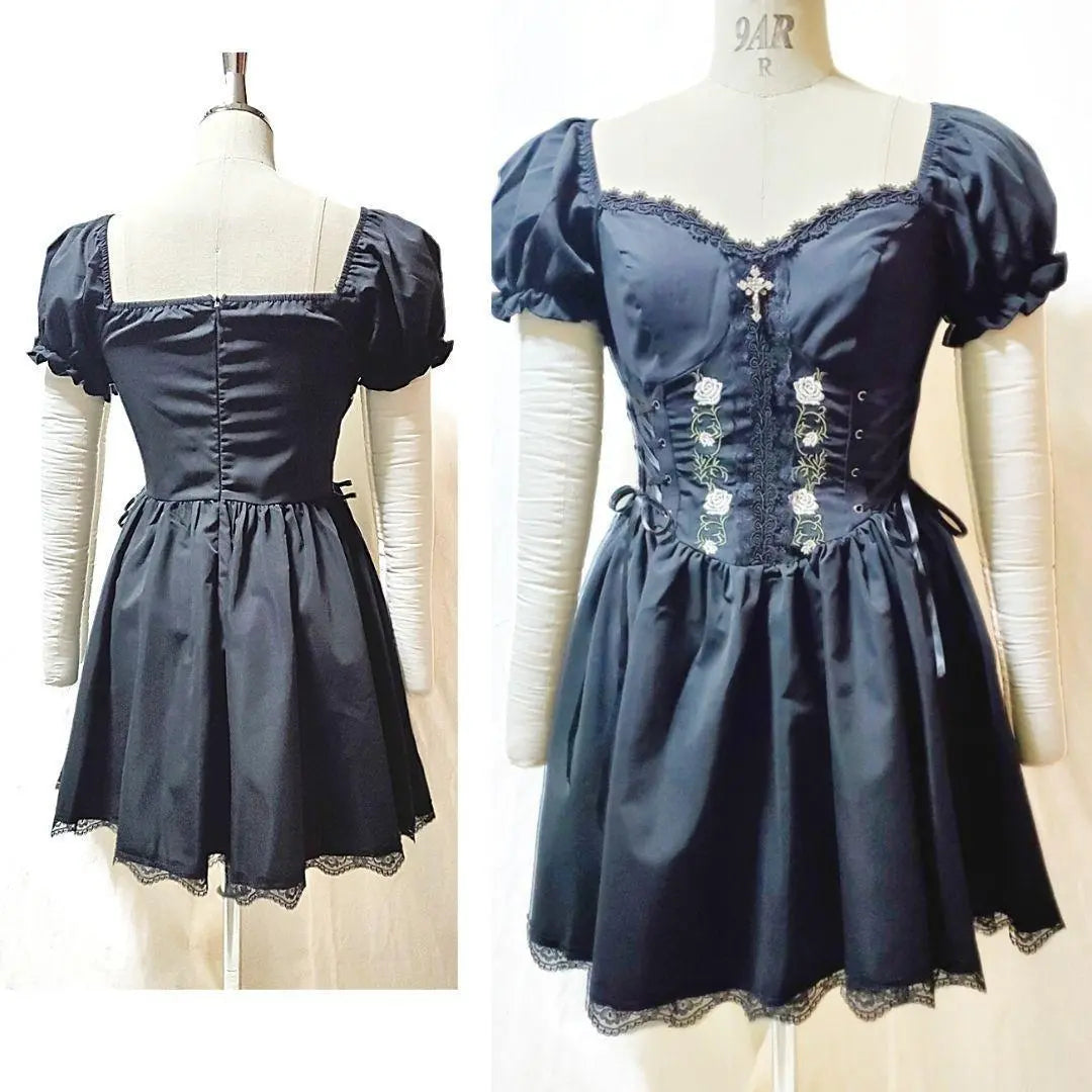 Disfraz de diablo pequeño para cosplay, vestido gótico lolita, estilo punk gótico con cordones