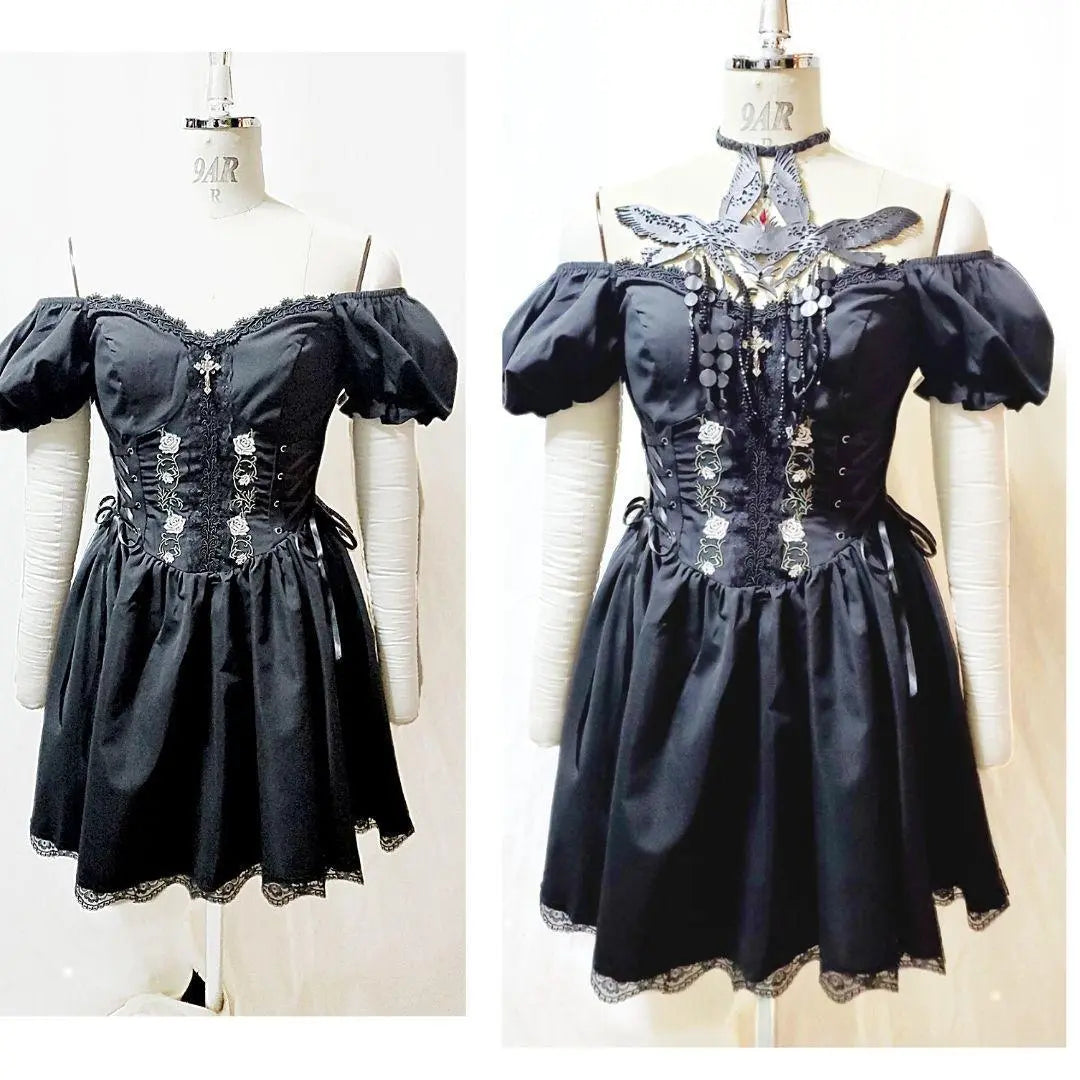 Disfraz de diablo pequeño para cosplay, vestido gótico lolita, estilo punk gótico con cordones