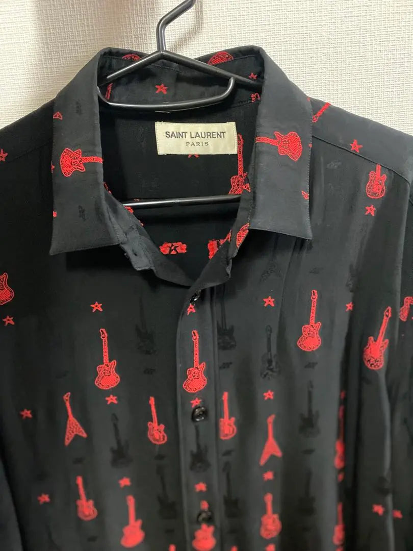 Camisa de manga larga con estampado de guitarra de SAINT LAURENT