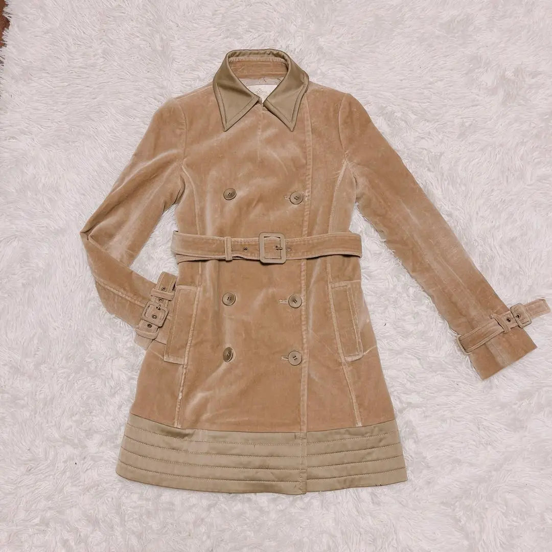 Grace Class Velour Stainless Trench Coat Beige