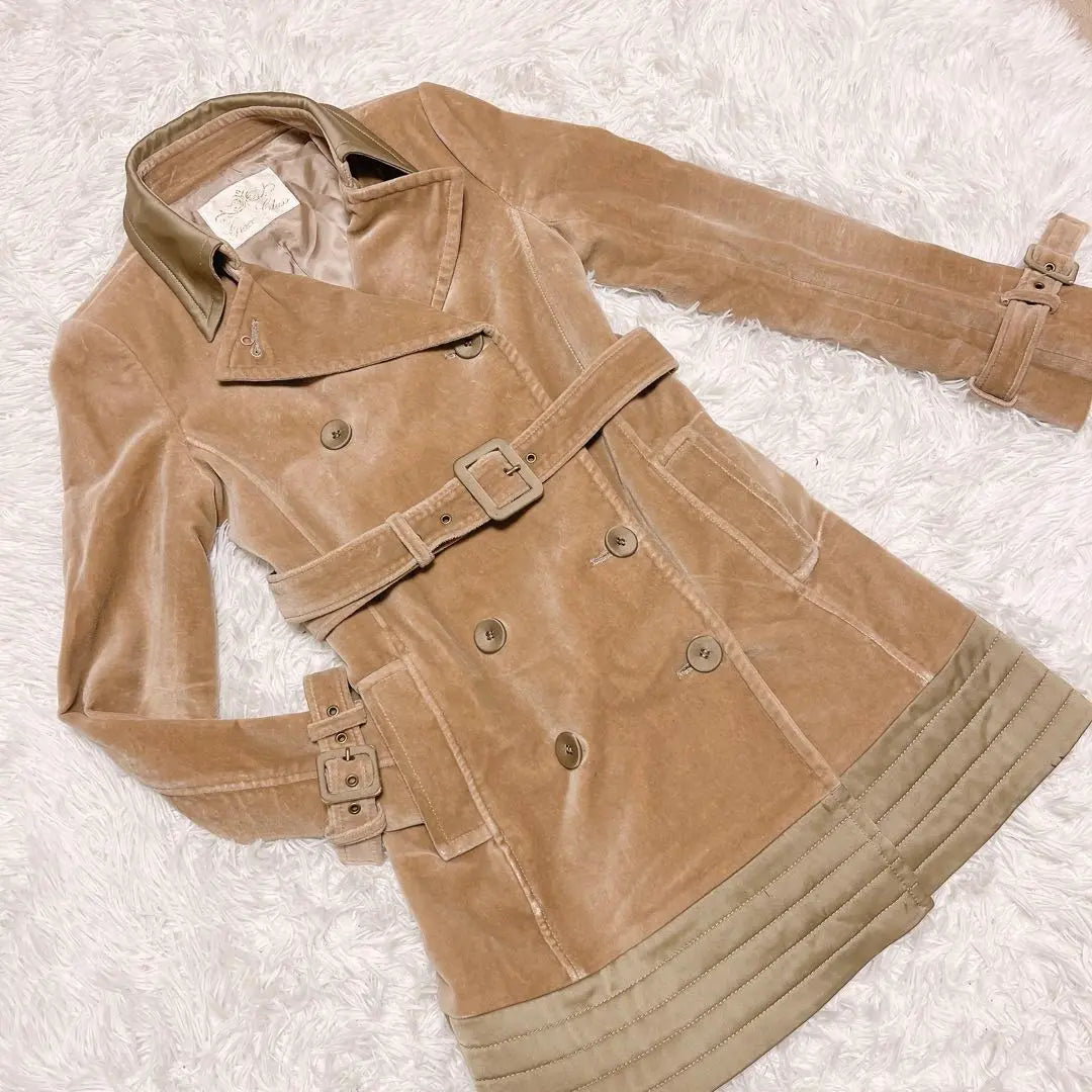 Grace Class Velour Stainless Trench Coat Beige