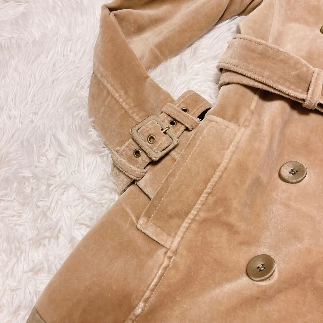 Grace Class Velour Stainless Trench Coat Beige