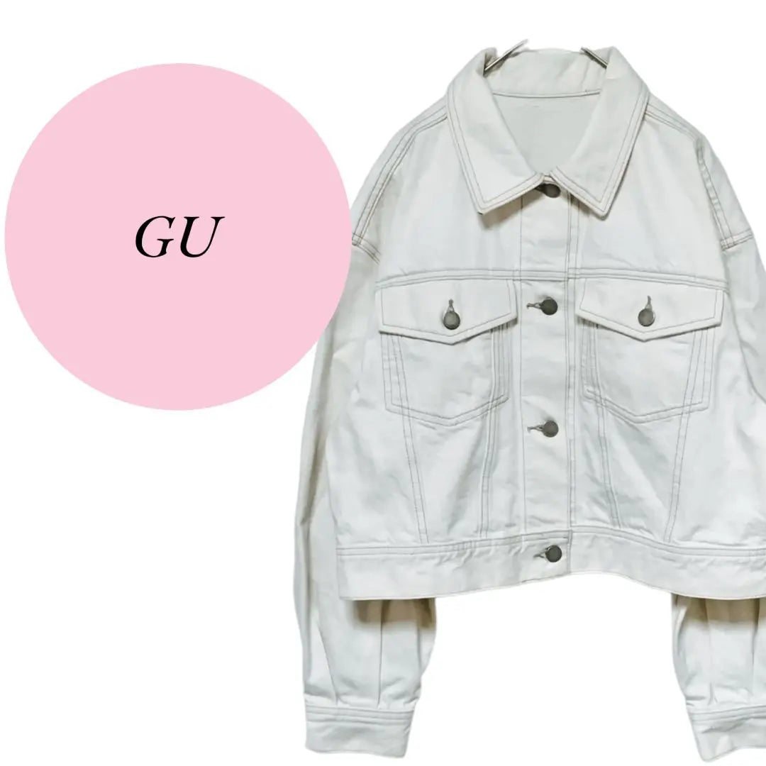 [Ge] GU ♡ Damas ♡ 100% algodón ♡ G Jean ♡ Exterior ♡ Denim [м] Blanco | 【ジーユー】GU♡レディース♡綿100%♡Gジャン♡アウター♡デニム【М】白系