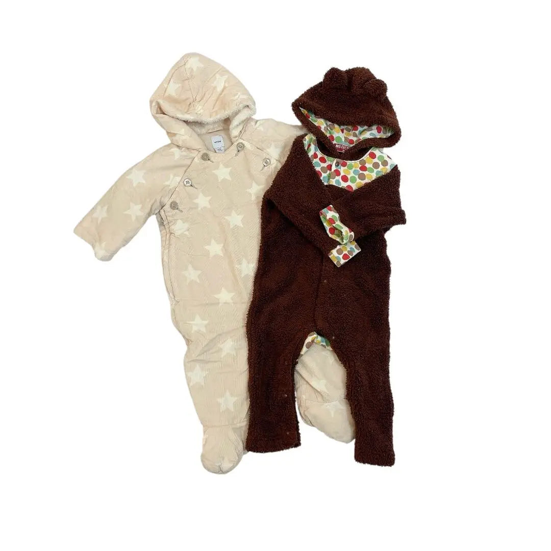 Rompers 2 pieces set GAP NEO FACTORY Cold protection Kumo ear star pattern brown