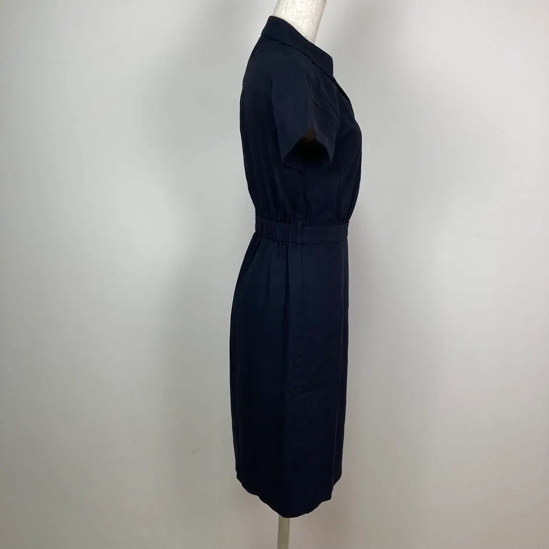 Vestido camisero azul marino con botones, sin título, talla XS