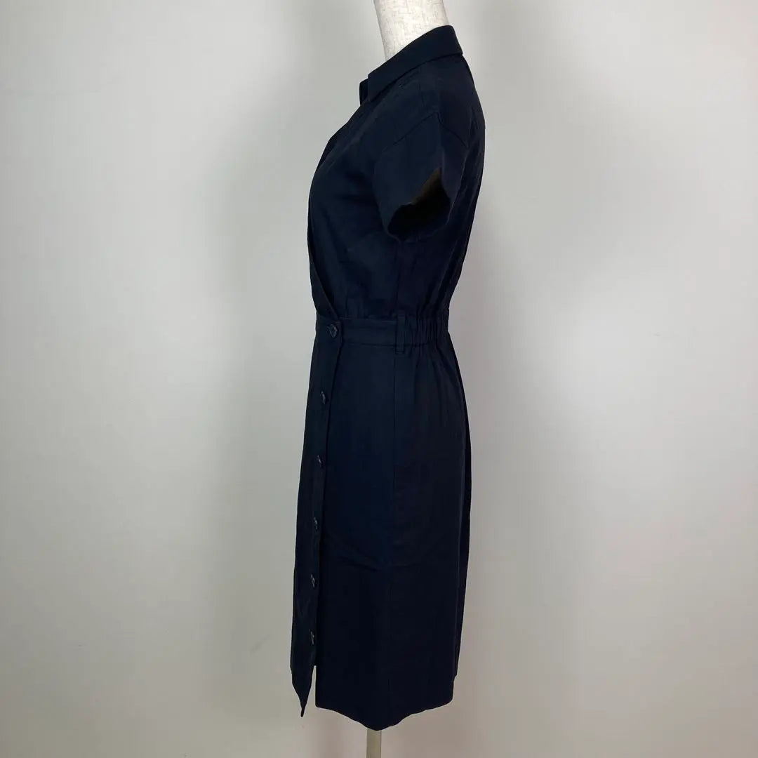 Vestido camisero azul marino con botones, sin título, talla XS