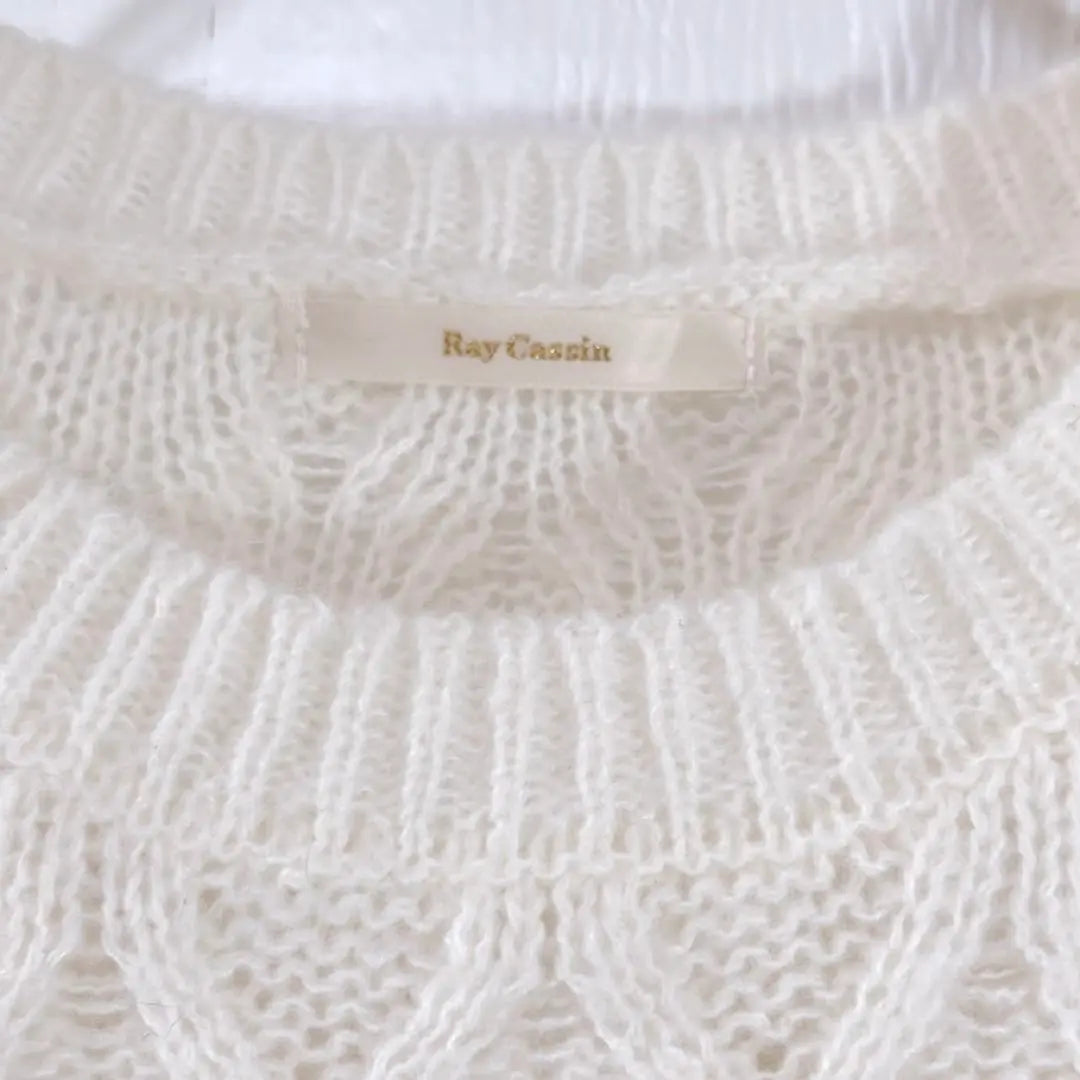 [Beauty] Reikazun [F] Short length sweater cable knitting open shoulder | 【美品】レイカズン【Ｆ】ショート丈セーター　ケーブル編み　オープンショルダー