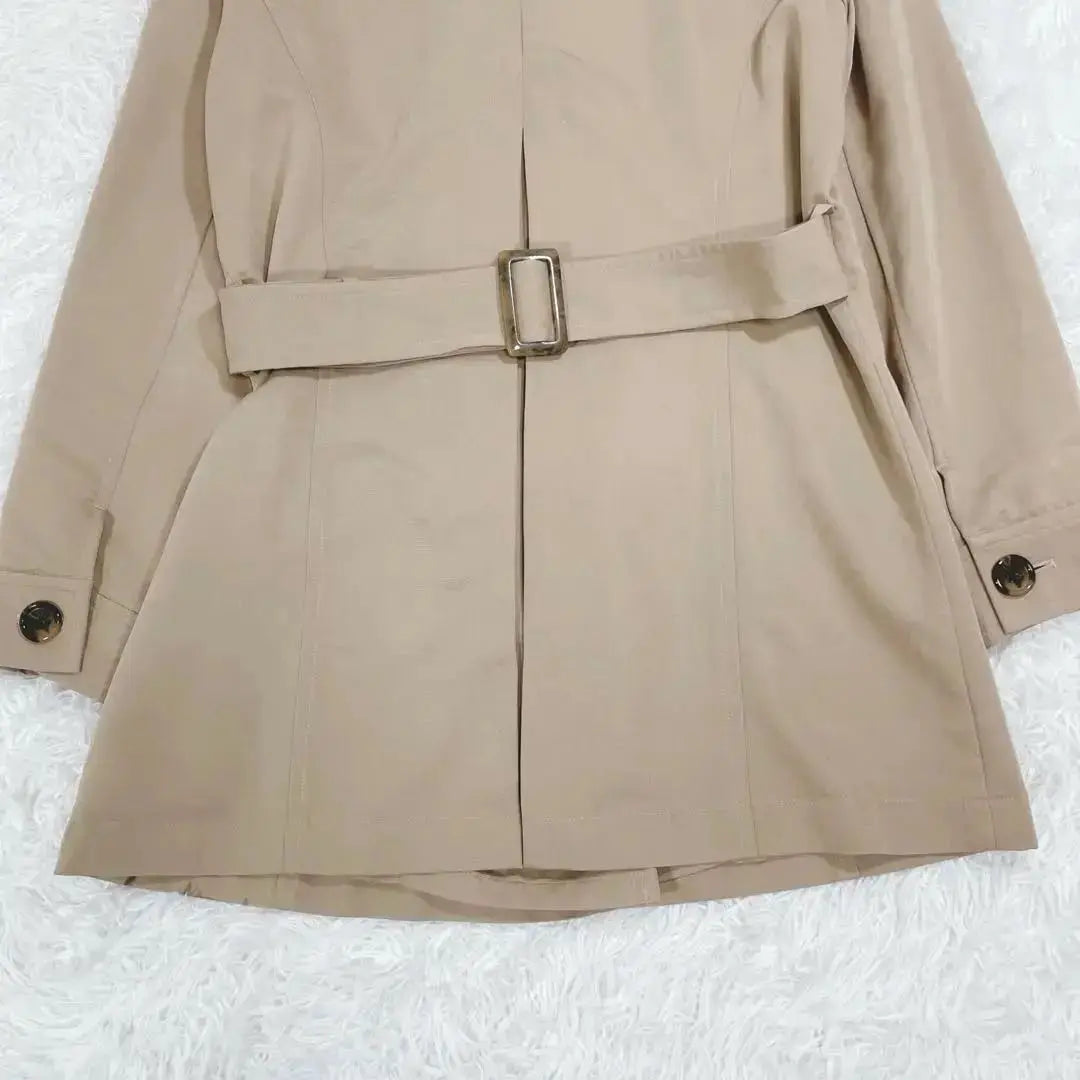 Mid-length trench coat ◆ Beige M Simple Basic Shiny Adult beautiful♪