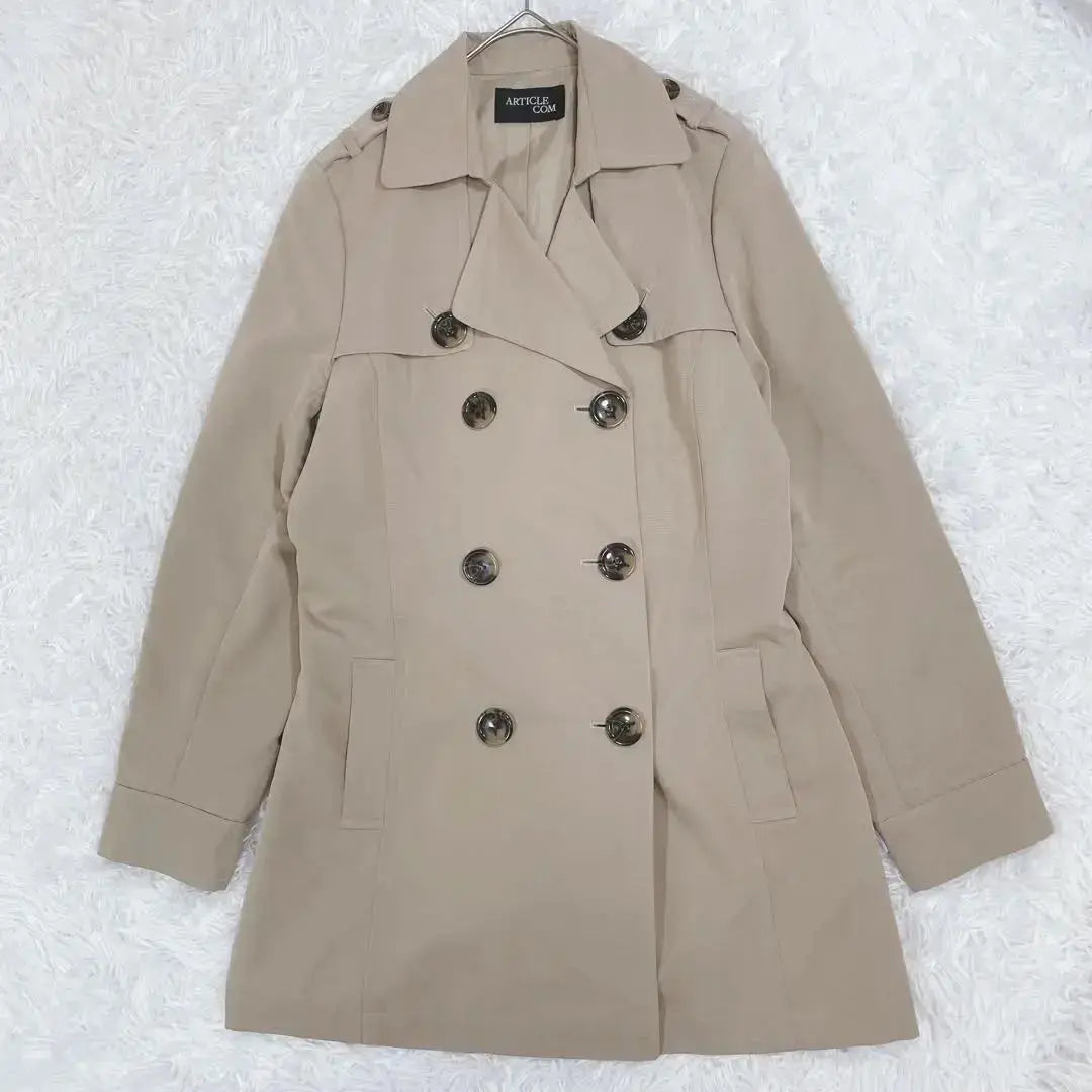 Mid-length trench coat ◆ Beige M Simple Basic Shiny Adult beautiful♪