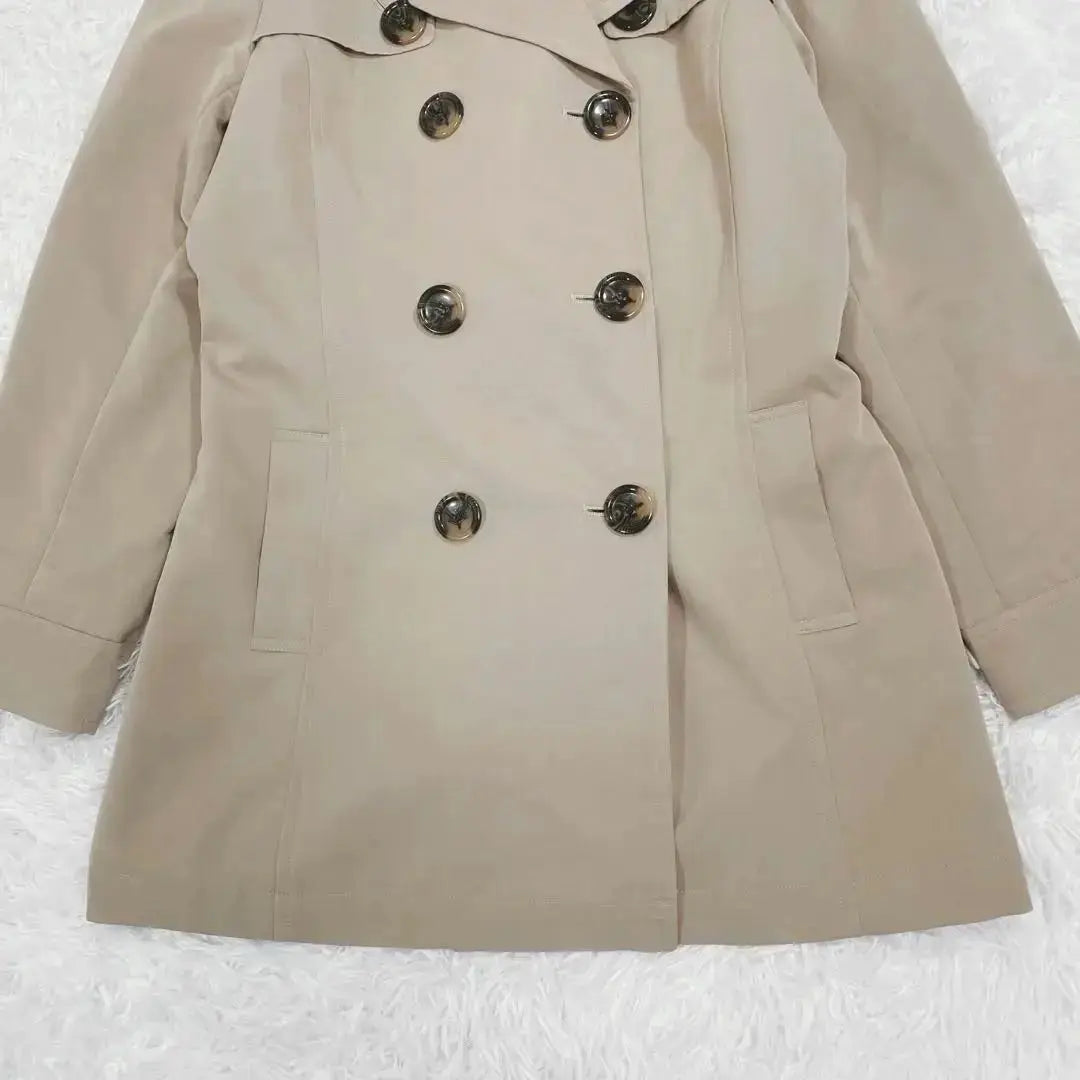 Mid-length trench coat ◆ Beige M Simple Basic Shiny Adult beautiful♪