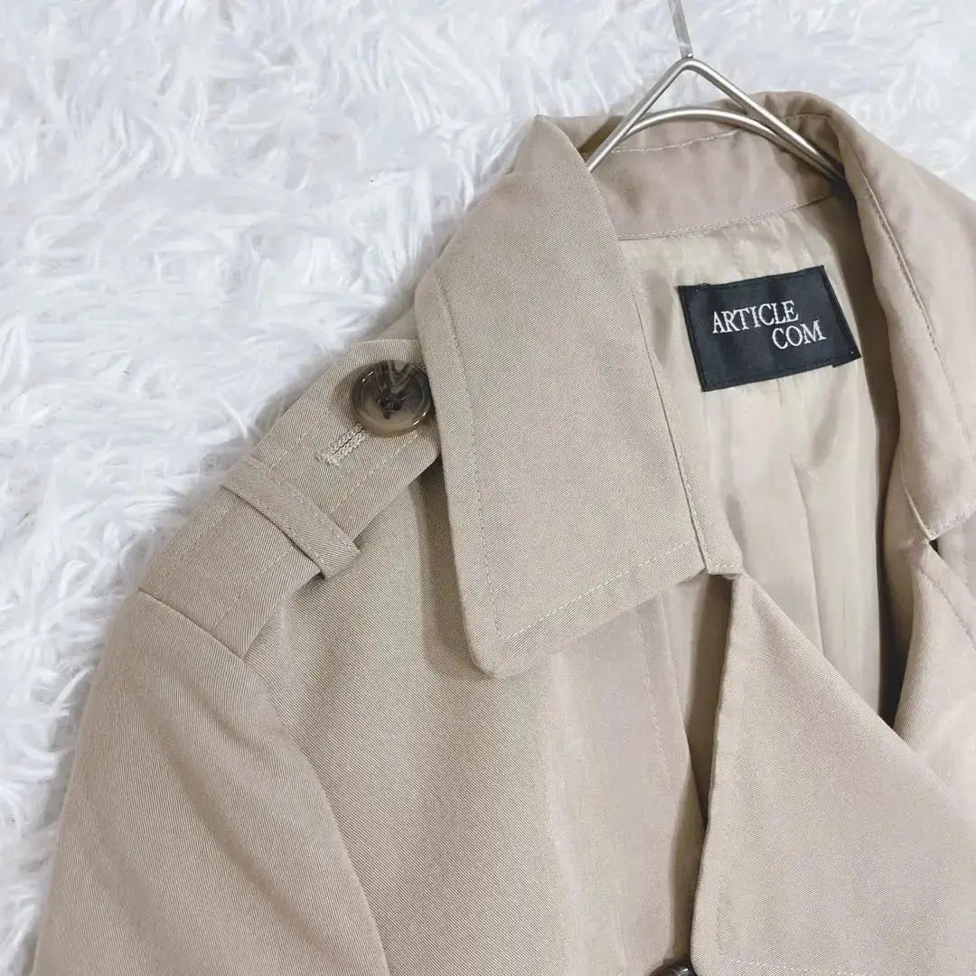 Mid-length trench coat ◆ Beige M Simple Basic Shiny Adult beautiful♪