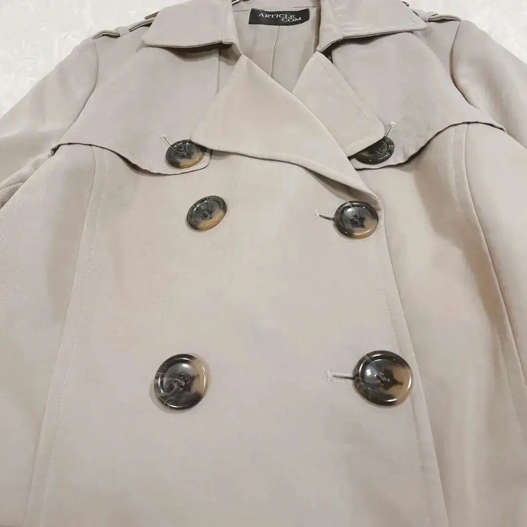 Mid-length trench coat ◆ Beige M Simple Basic Shiny Adult beautiful♪