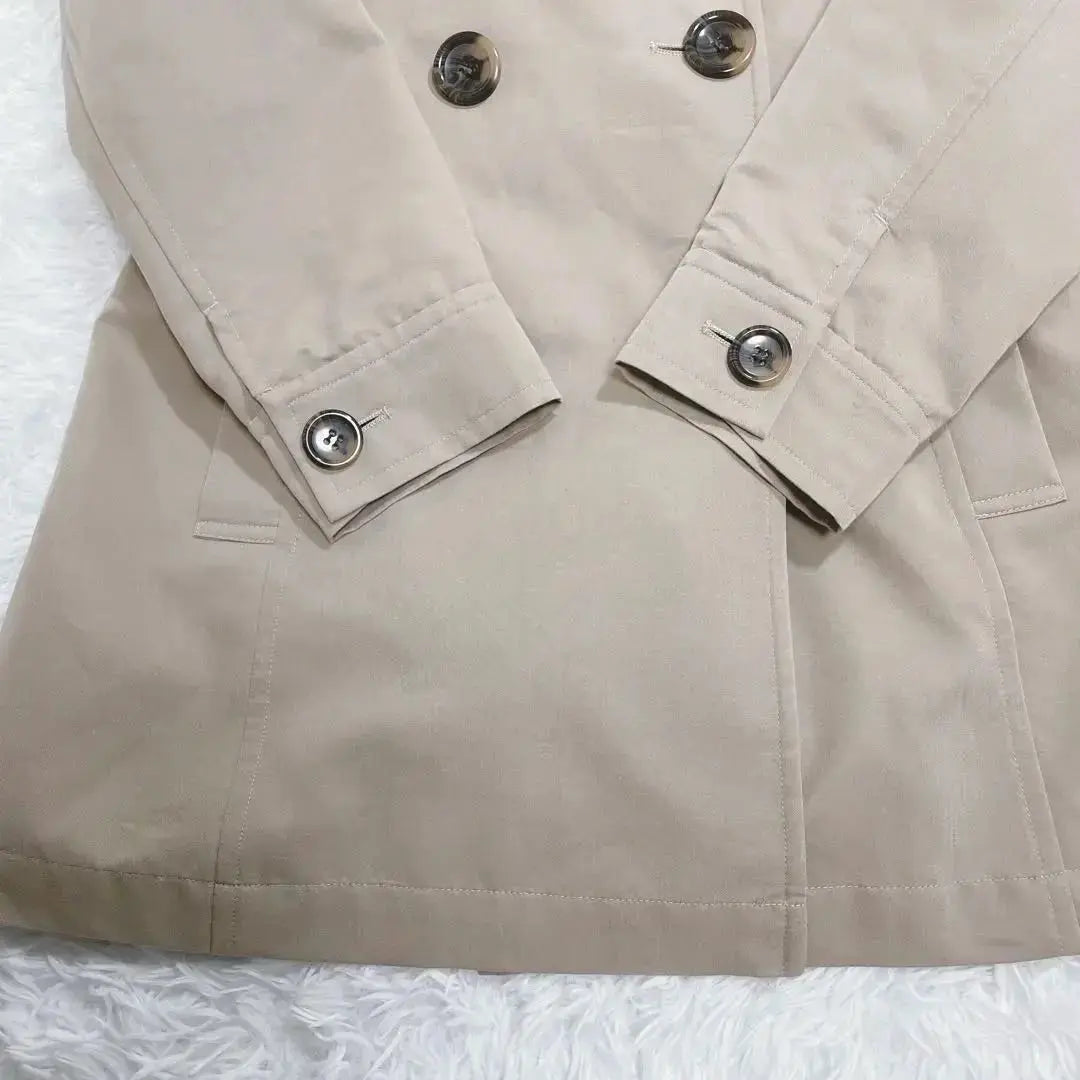 Gabardina de largo medio ◆ Beige M Sencillo Básico Brillante Adulto hermoso♪