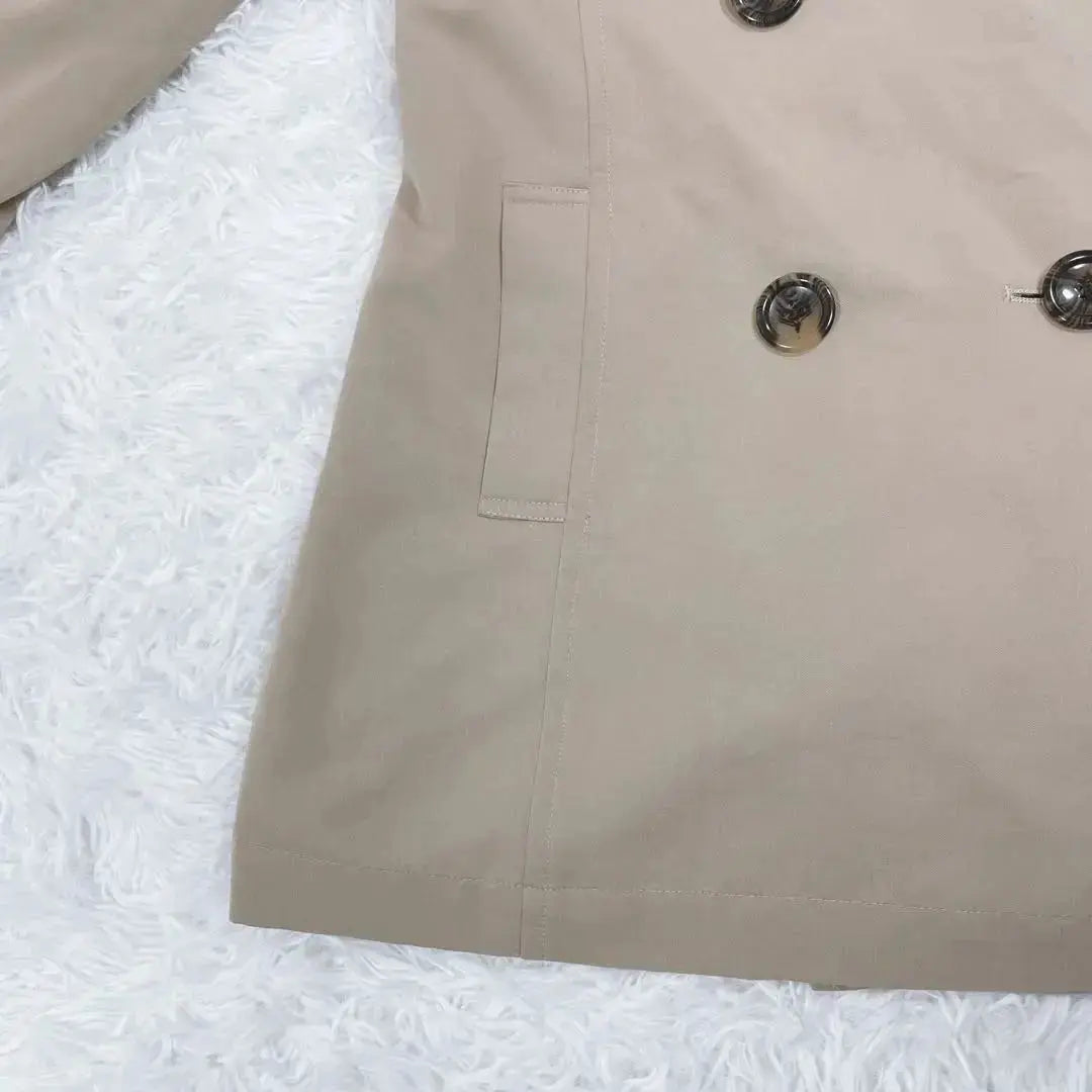 Gabardina de largo medio ◆ Beige M Sencillo Básico Brillante Adulto hermoso♪