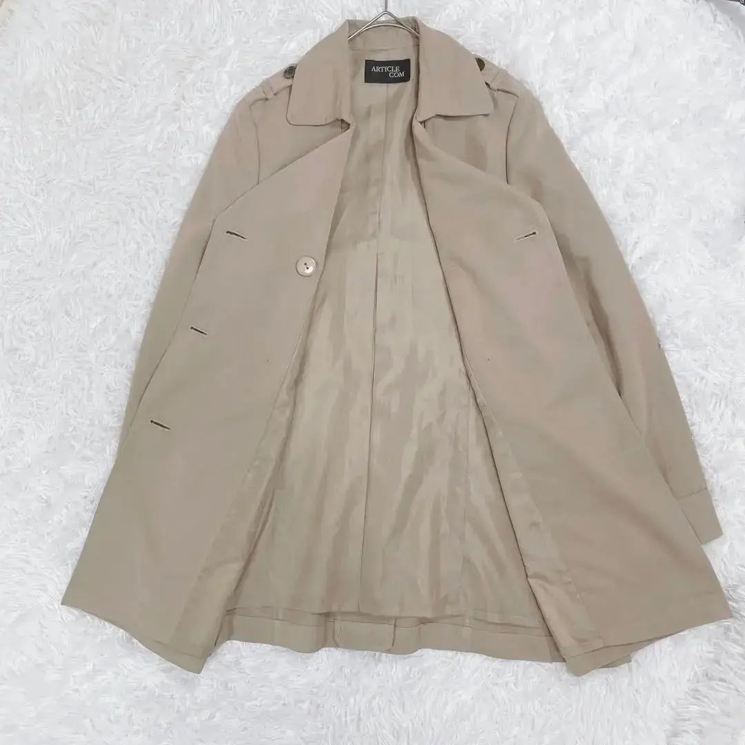 Mid-length trench coat ◆ Beige M Simple Basic Shiny Adult beautiful♪