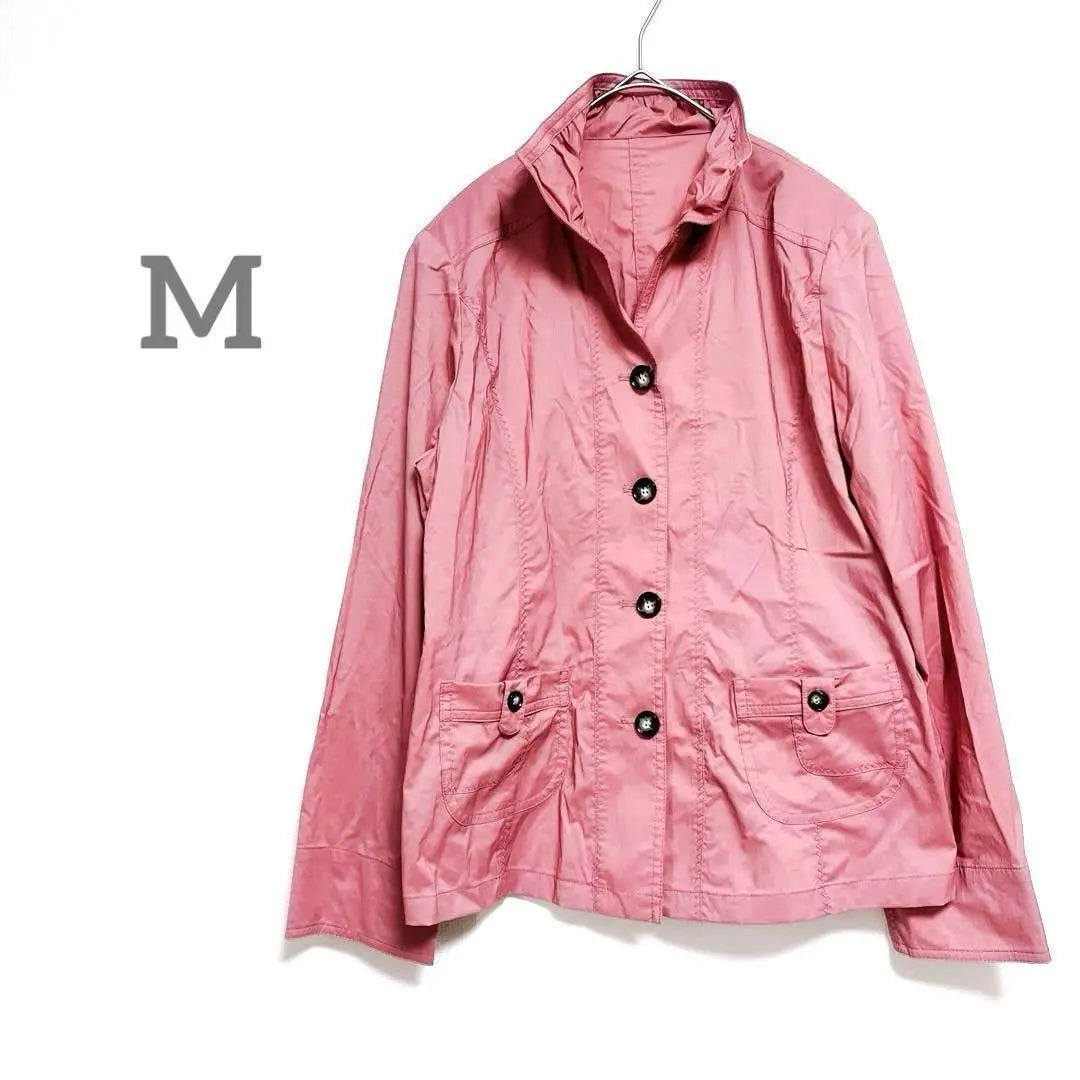 Gabardina M chaqueta jersey rosa hombros descubiertos manga larga vintage