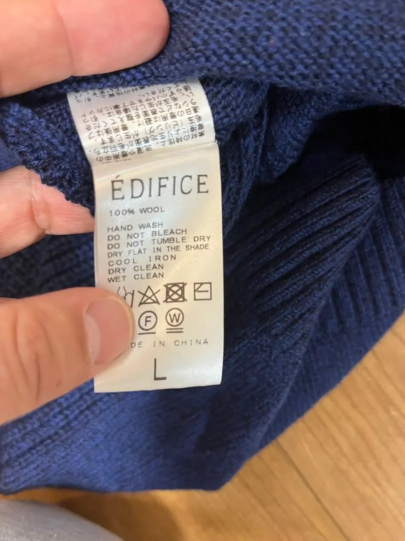 ÉDIFICE Navy Turtleneck Sweater L