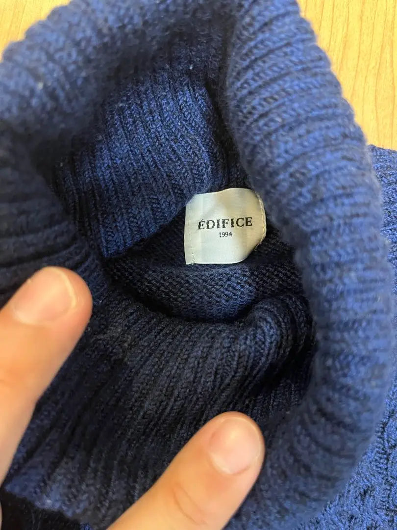 ÉDIFICE Navy Turtleneck Sweater L