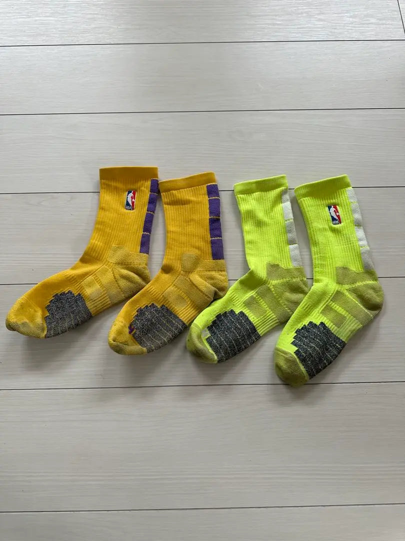 NBA NB A Socks Yellow/Purple & Yellow/White 2 pairs set