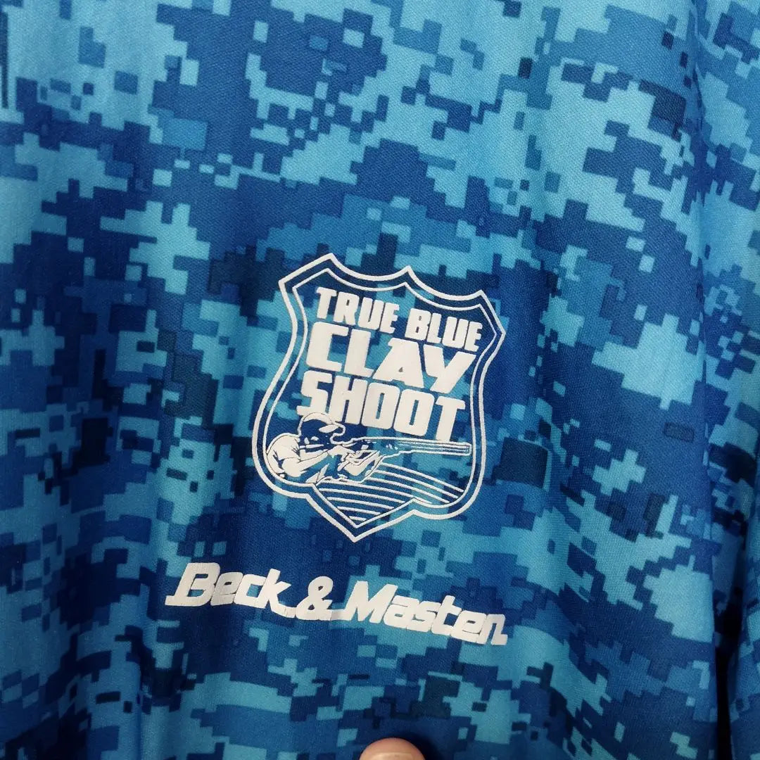 USA Vintage BAW Beck & Master Long T-shirt L Blue Digital Camo Pattern