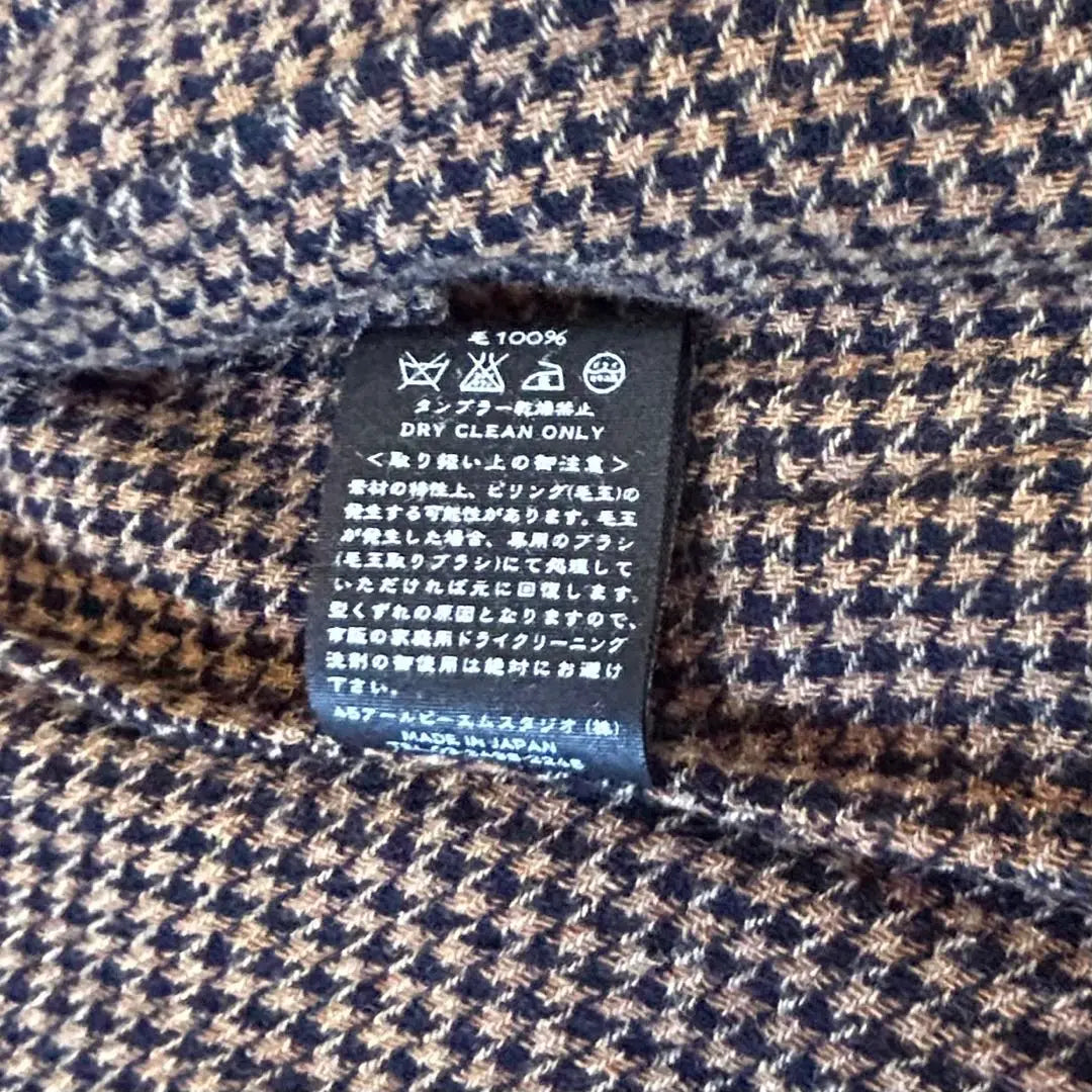 Buen estado★Chaqueta de cuadros Glen con flecos de 45 rpm Azul marino x marrón