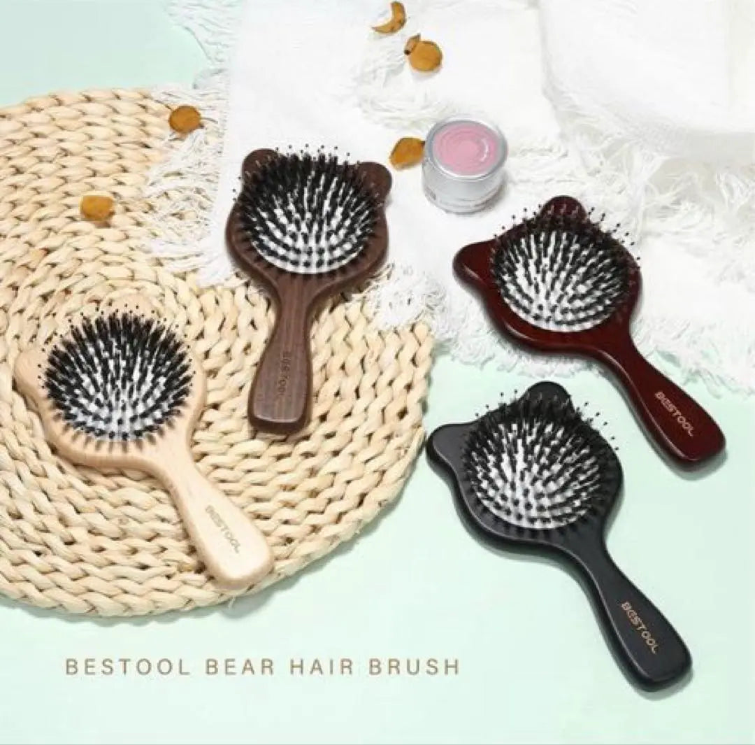 ✨Hairbrush✨Pig hair present Hair care Smooth Shiny hair Cute Travel