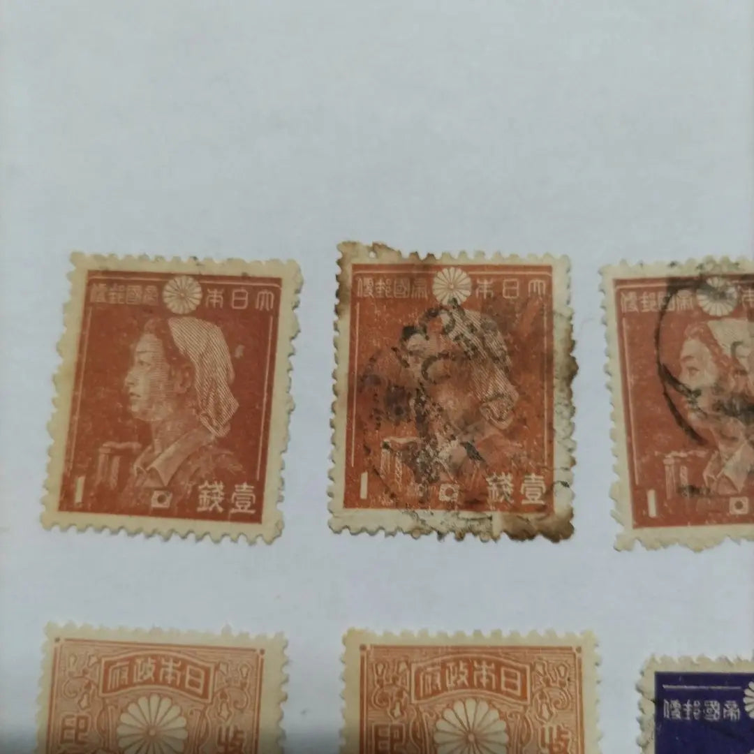 8 stamps for the early Showa era, 2 old stamps, 10 sheets for 5 stamps (all with postmarks)