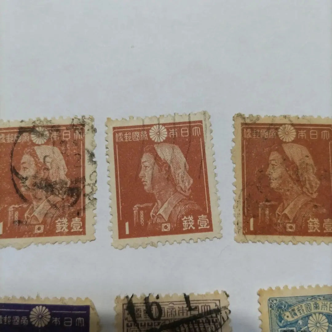 8 stamps for the early Showa era, 2 old stamps, 10 sheets for 5 stamps (all with postmarks)