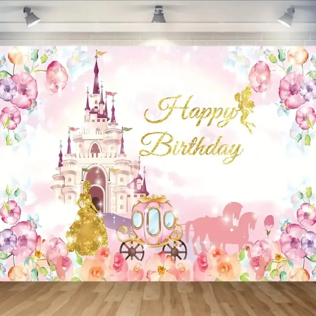 Birthday tapestry background cloth castle princess girl birthday decoration 40f