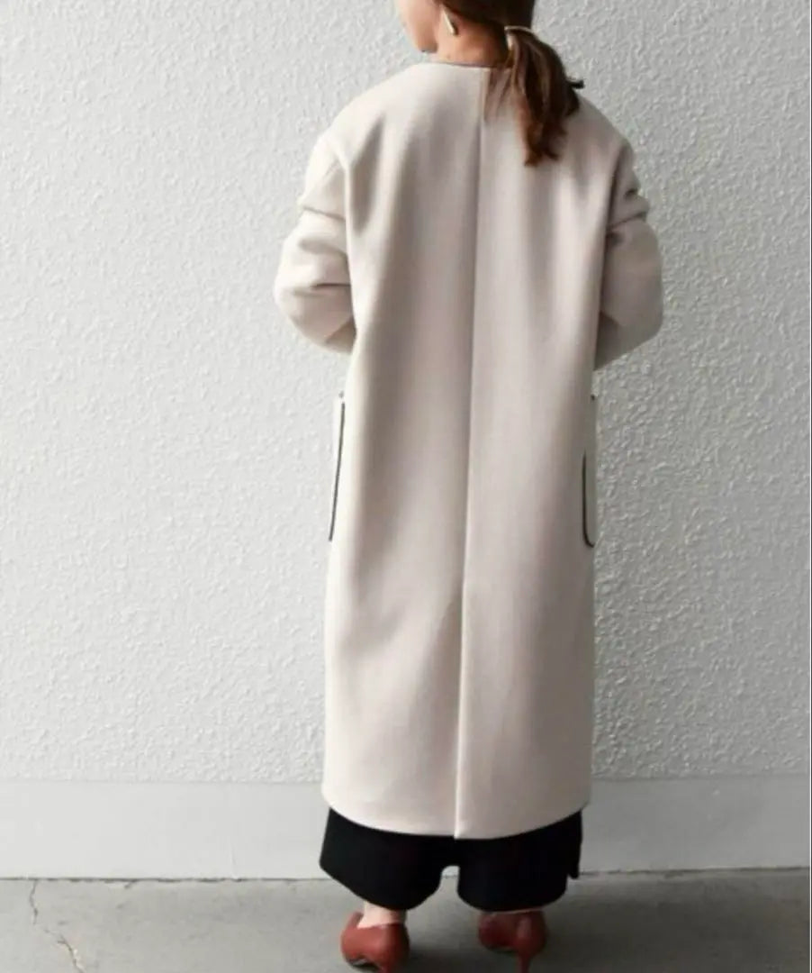 SHIPS any non-mulling wool collarless piping long coat