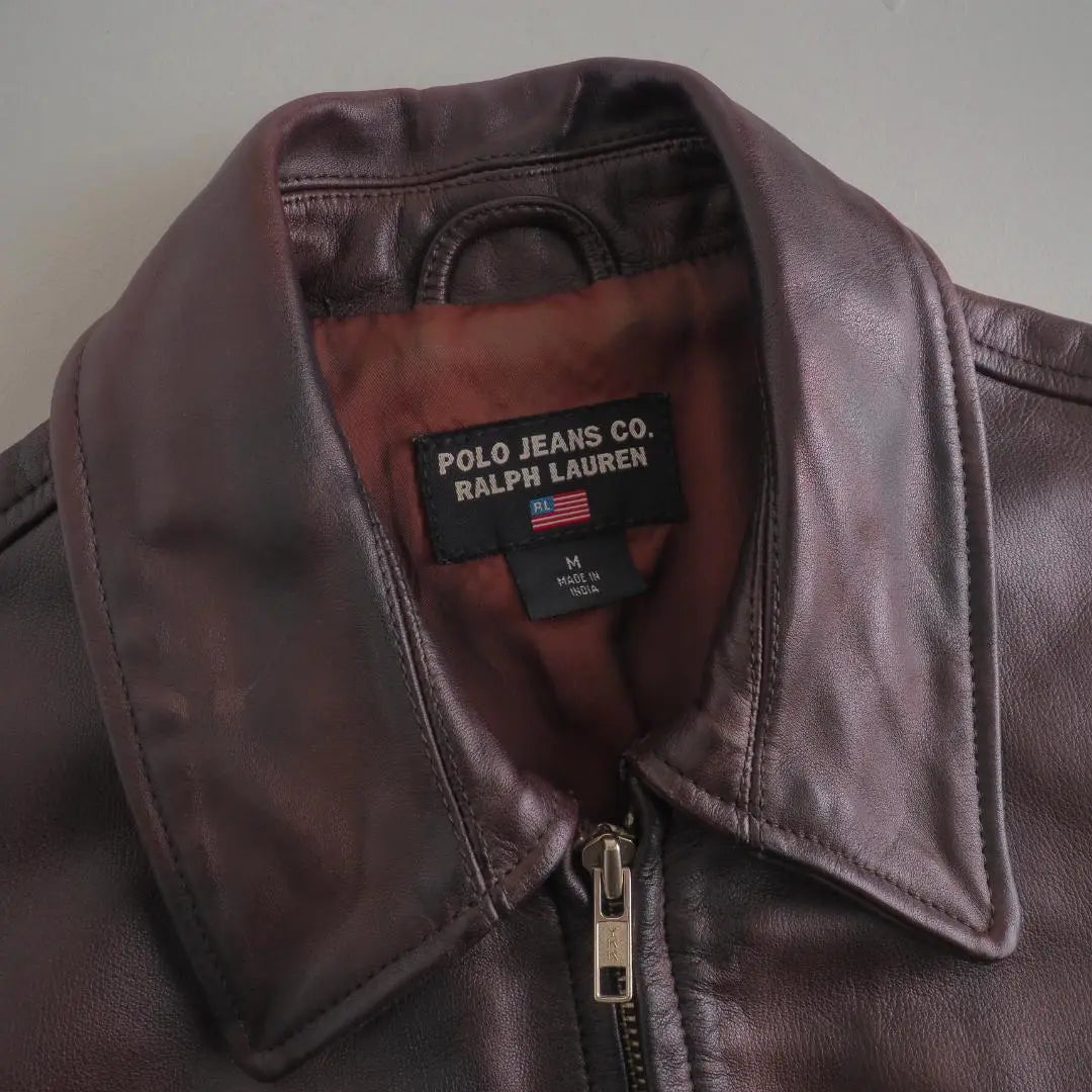 Ralph Lauren genuine leather jacket genuine leather brown beautiful