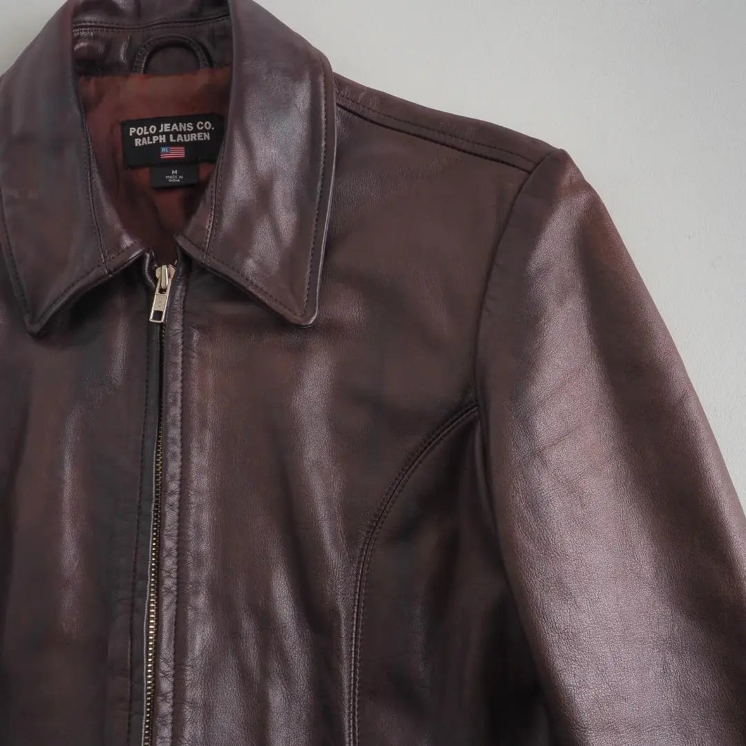 Ralph Lauren genuine leather jacket genuine leather brown beautiful