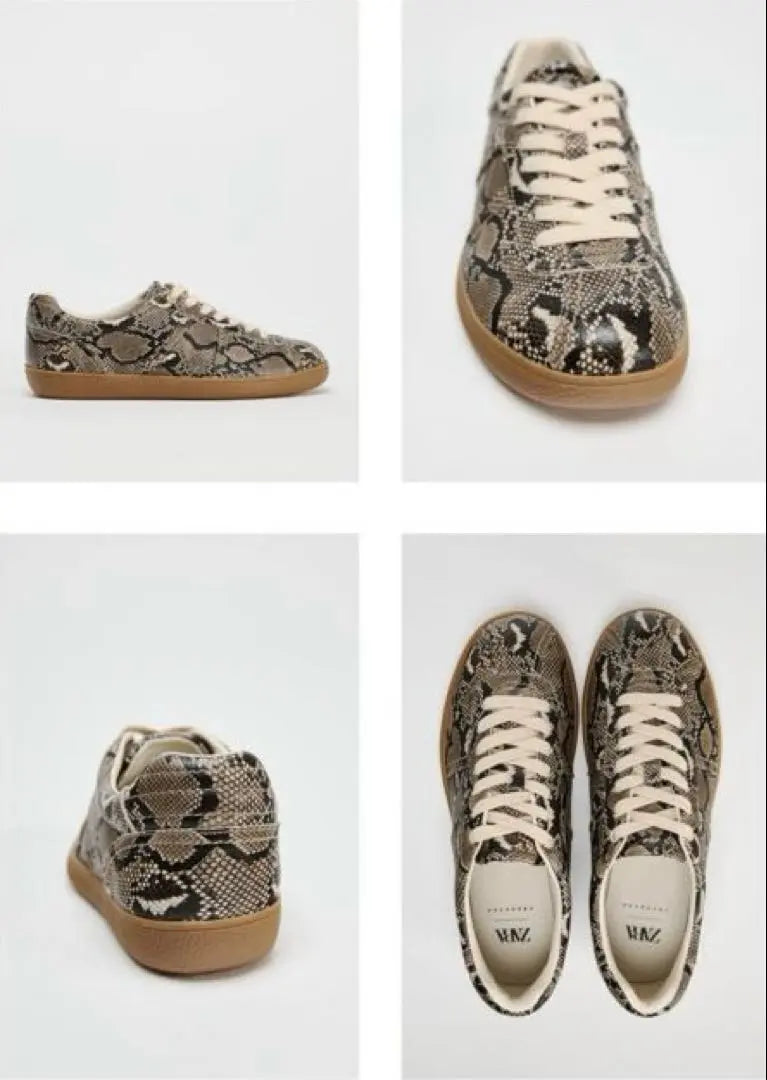 [ZARA] ZARA Animal Print Sneakers Snake Green 38 (24,6cm)