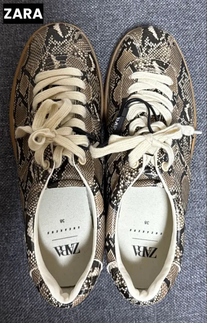 [ZARA] ZARA Animal Print Sneakers Snake Green 38 (24,6cm)