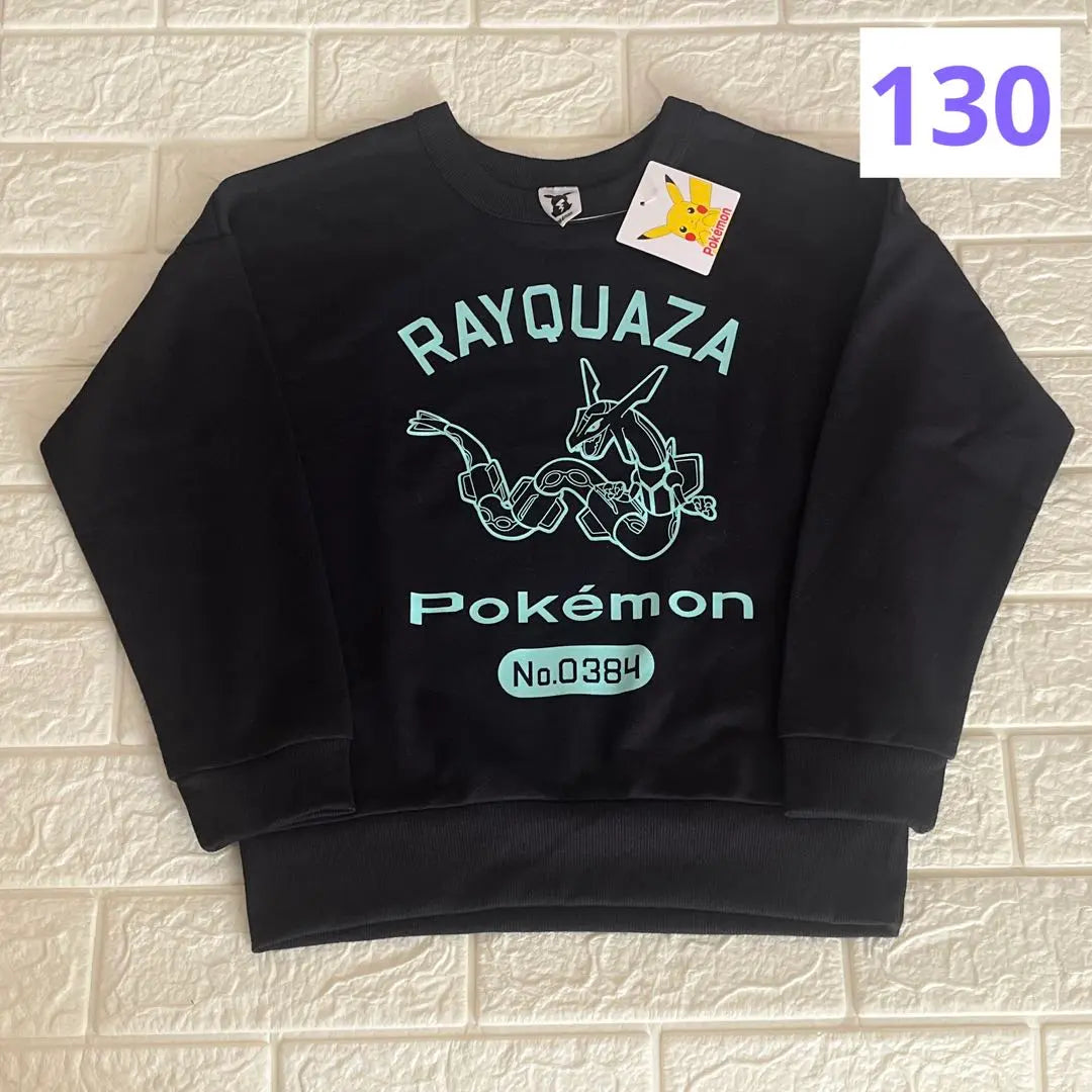 Pokemon trainer size 130cm, thin fleece rayquaza, black | ポケモン　トレーナー　サイズ130㎝　薄手　裏毛レックウザ　ブラック