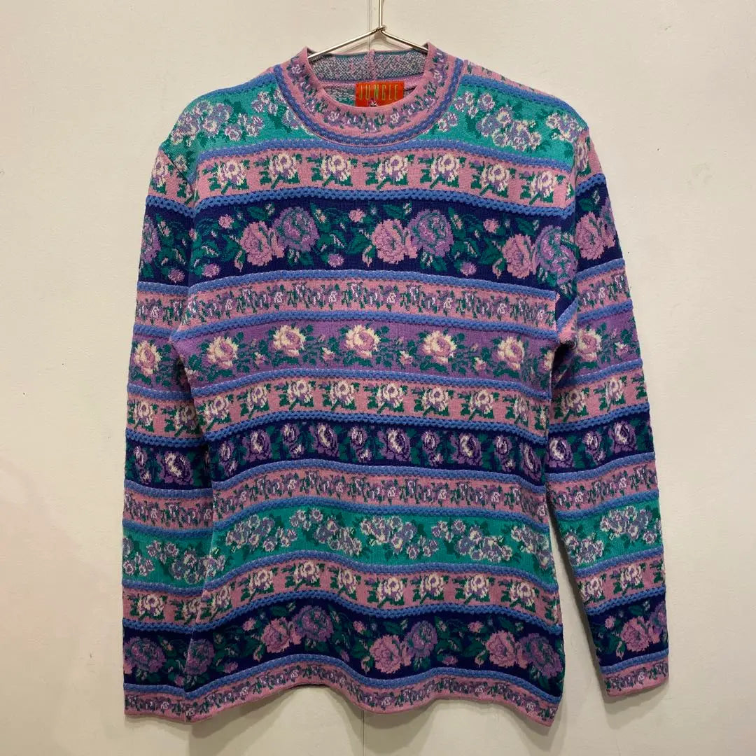 KENZO JUNGLE Pink x Purple x Light Blue Floral Knit