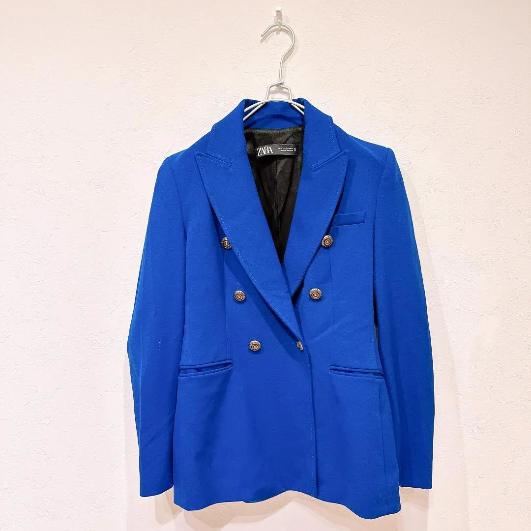 Chaqueta entallada cruzada azul ZARA XS