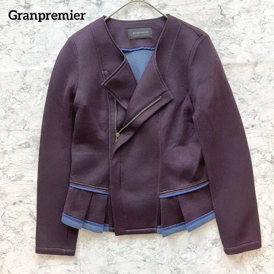 Elegant ♡ Grand Premier QVC Bicolor Color-coordinated mesh no-collar jacket Spring