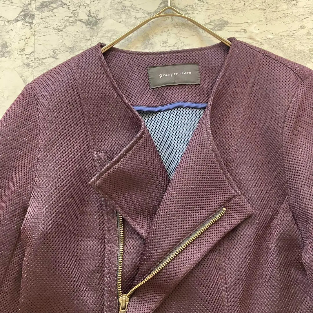 Elegant ♡ Grand Premier QVC Bicolor Color-coordinated mesh no-collar jacket Spring