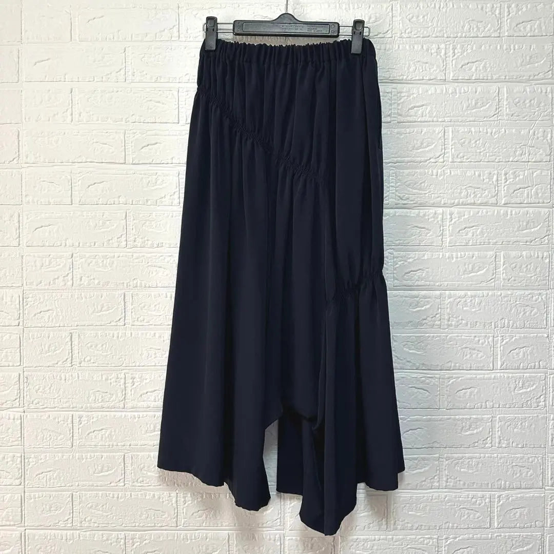 [Width] Women's Saruel Pants, Elastic Waist, Yoji Yamamoto, Navy, Easy