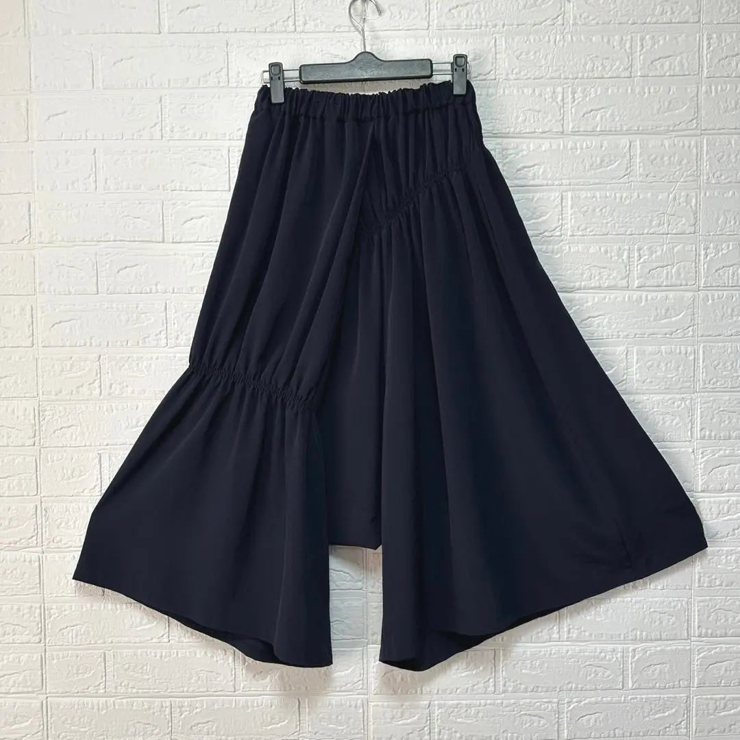 [Width] Women's Saruel Pants, Elastic Waist, Yoji Yamamoto, Navy, Easy