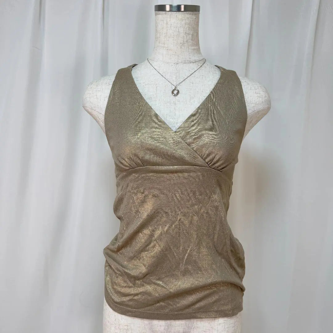 Another Edition Croix Shiny Cross Design Camisole Back Ribbon S