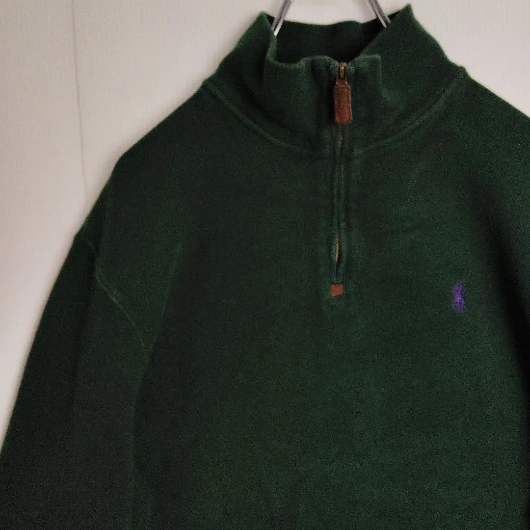 Ralph Lauren Knit Sweater Half Zip Pony Green Men's L