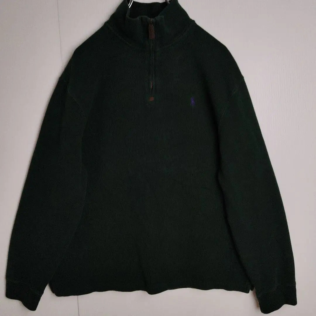 Ralph Lauren Knit Sweater Half Zip Pony Green Men's L