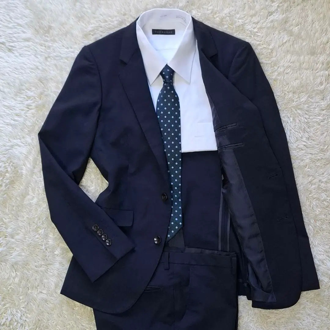 Suit Select Suit Setup Shadow Check Pattern Navy Wool Blend S Washed