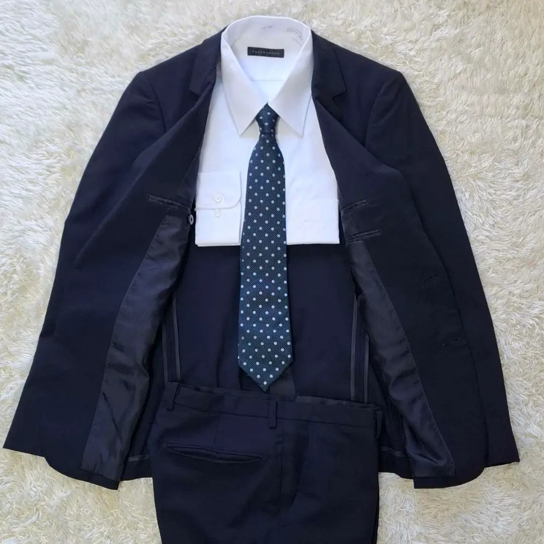 Suit Select Suit Setup Shadow Check Pattern Navy Wool Blend S Washed